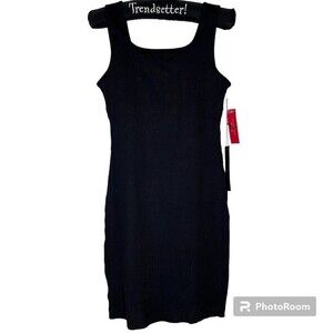 Carbon38 Mini Dress Ribbed Tank Bodycon Sleeveless New Black Size Large